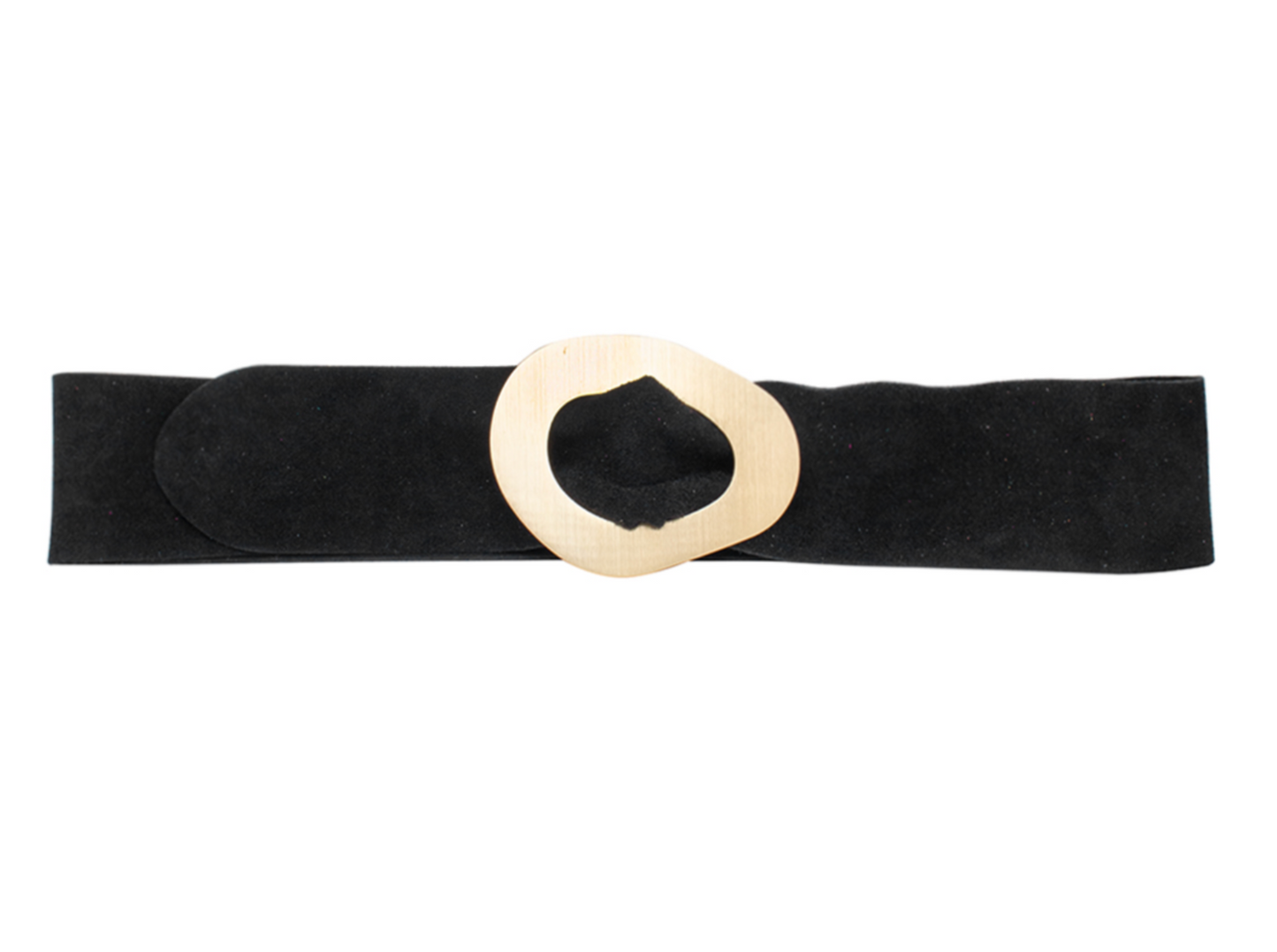 suede wide belt - black