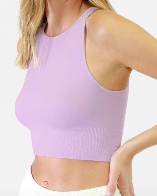 solid high neck crop top - orchid
