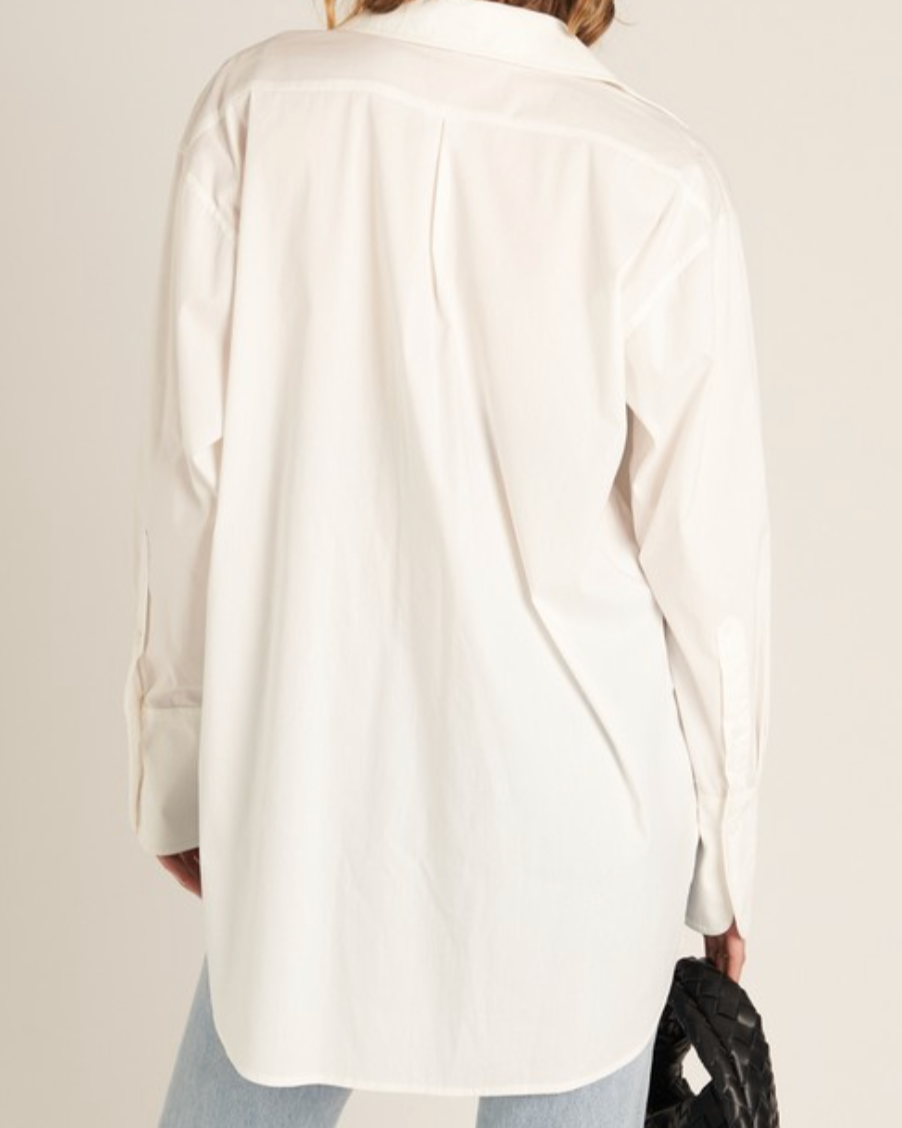 jackie boyfriend blouse - white