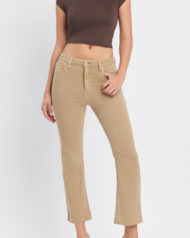 dune cropped bootleg jeans - tan
