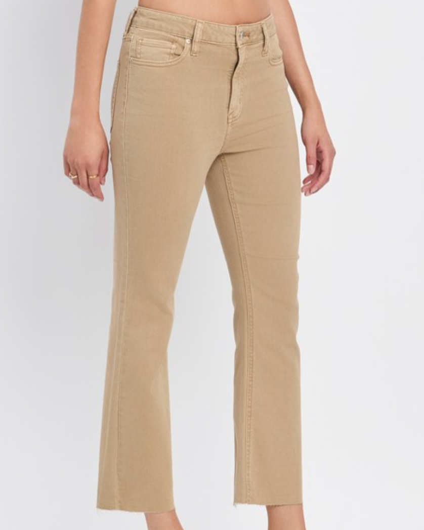 dune cropped bootleg jeans - tan