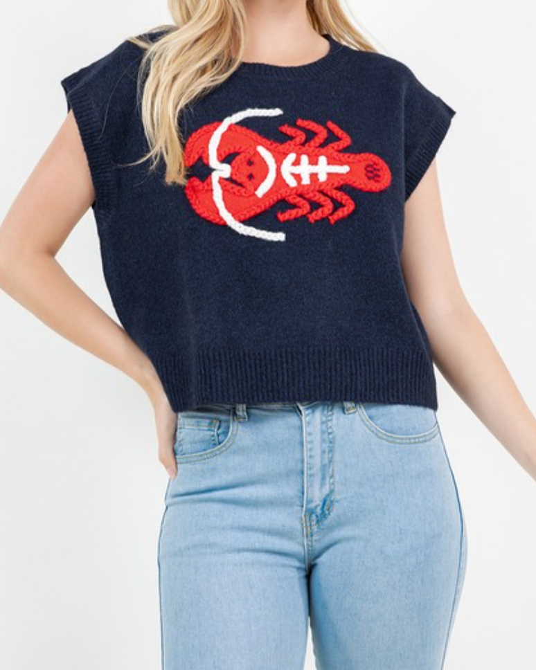 lobster sweater vest - navy
