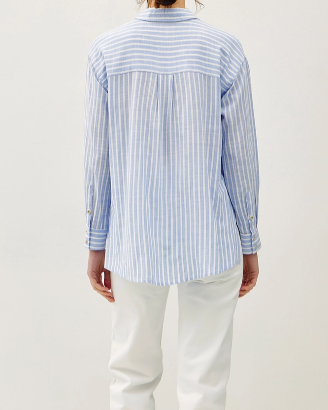 megan striped button down - chambray