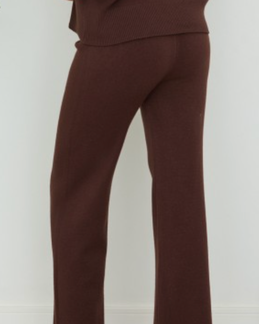 whisper wide leg knit pant - chocolate brown