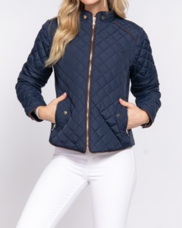 madison quilted jacket - navy