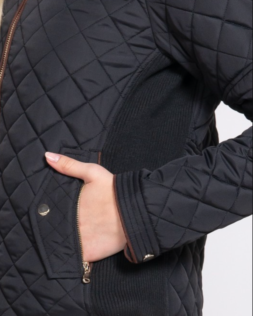 madison quilted jacket -black