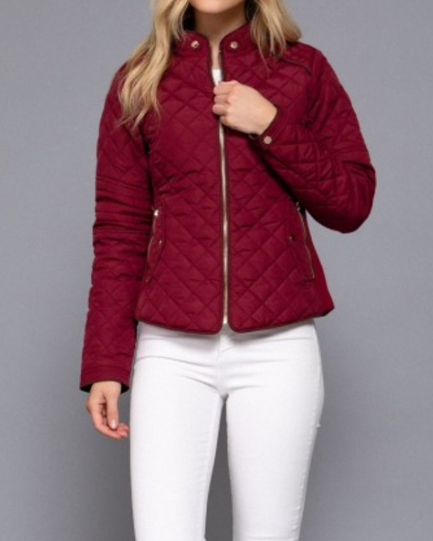 madison quilted jacket - merlot