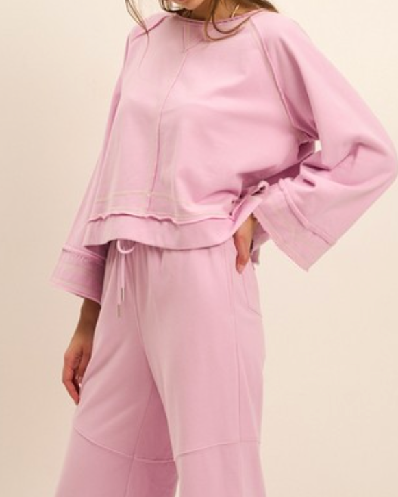 lila french terry sweatshirt - peony