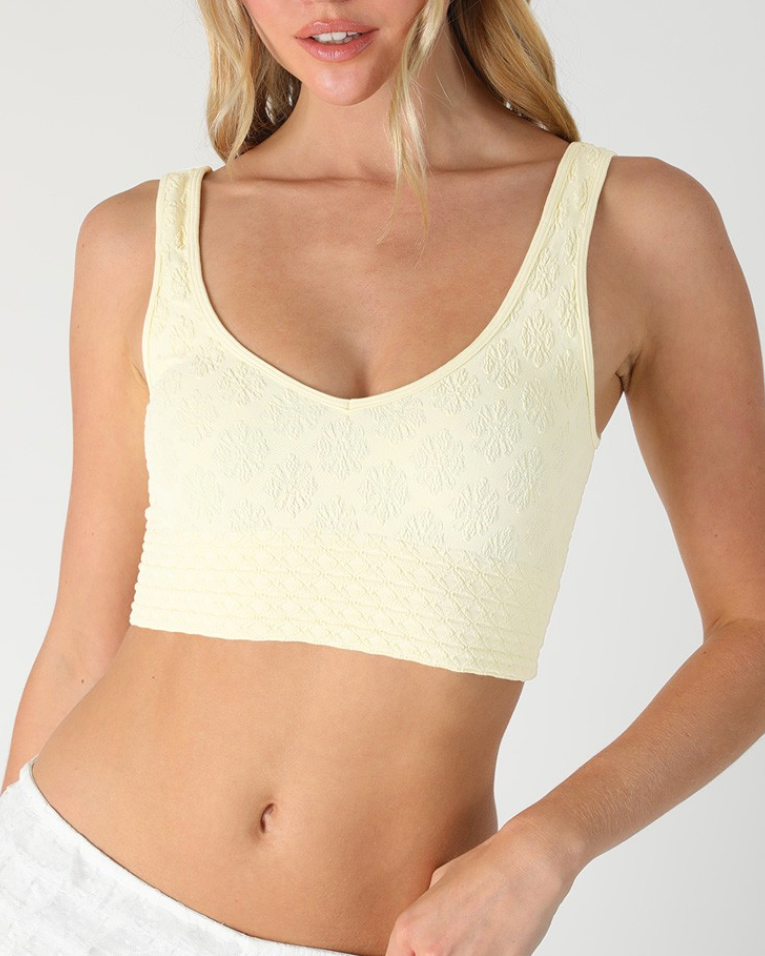 reversible textured lace top - butter cream