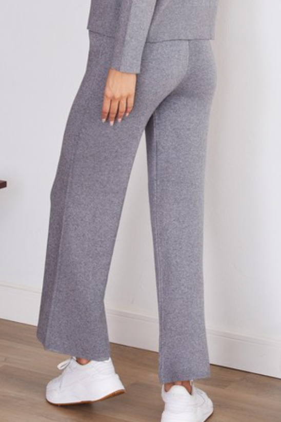 whisper wide leg knit pant - charcoal grey