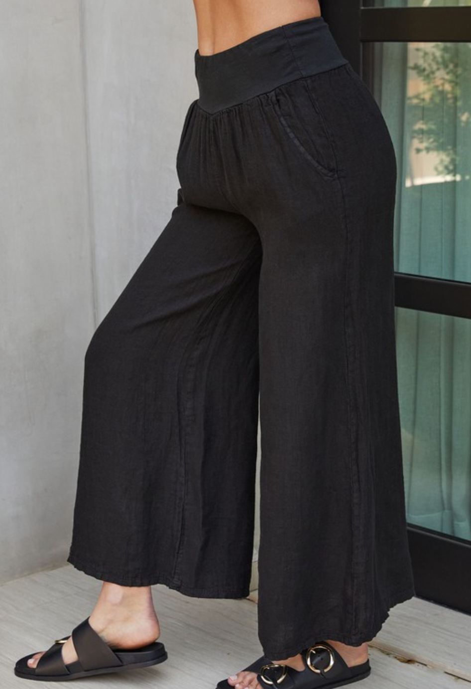 The Paloma Linen Trouser - black