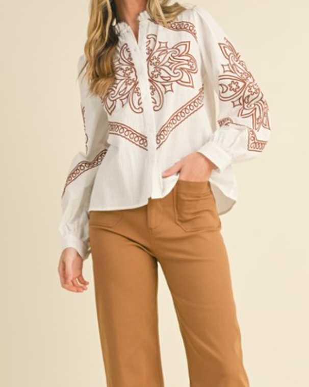 paloma blouse with embroidery - ivory