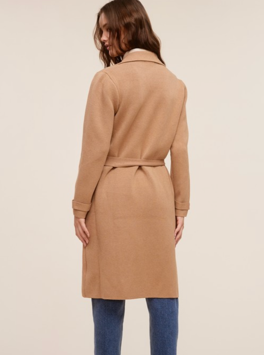 laurel double breasted sweater coat - camel