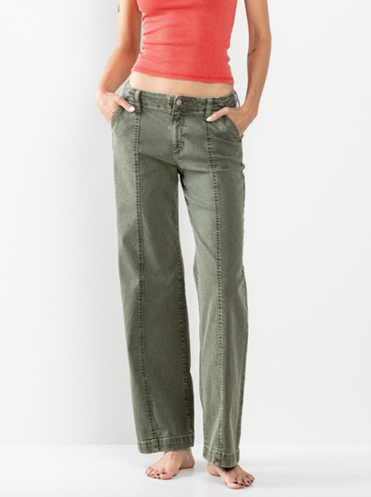 finley mid rise pants - moss