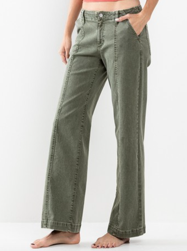 finley mid rise pants - moss