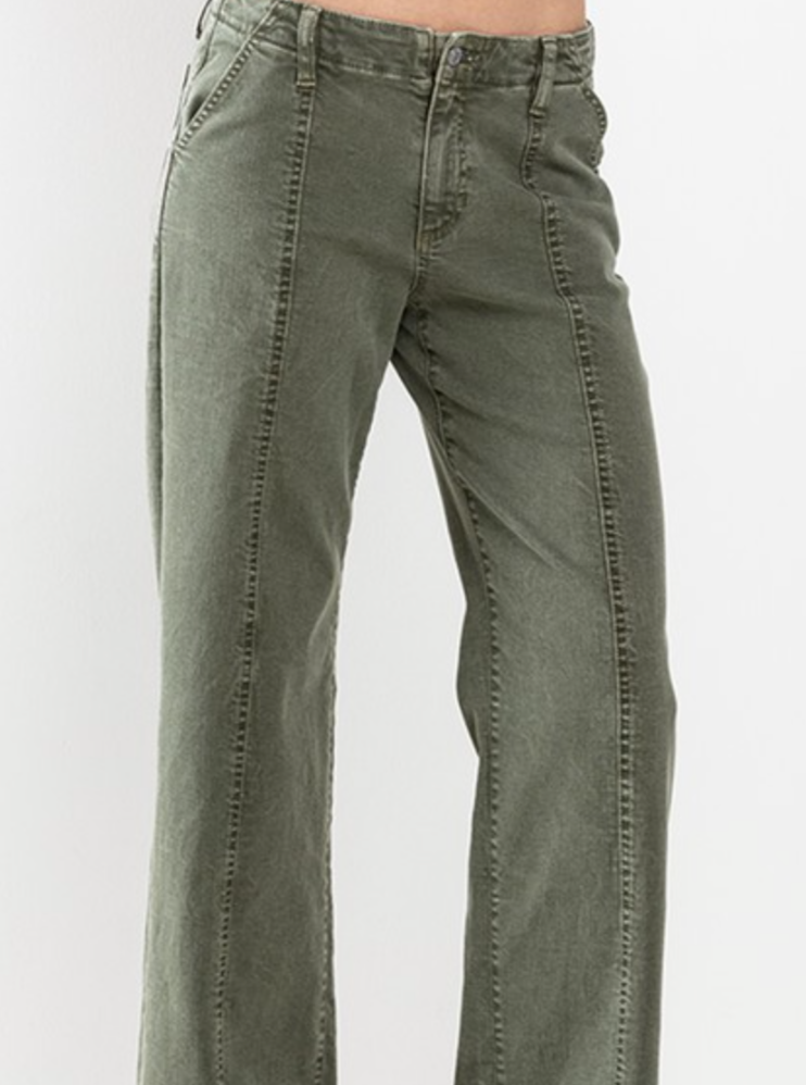 finley mid rise pants - moss