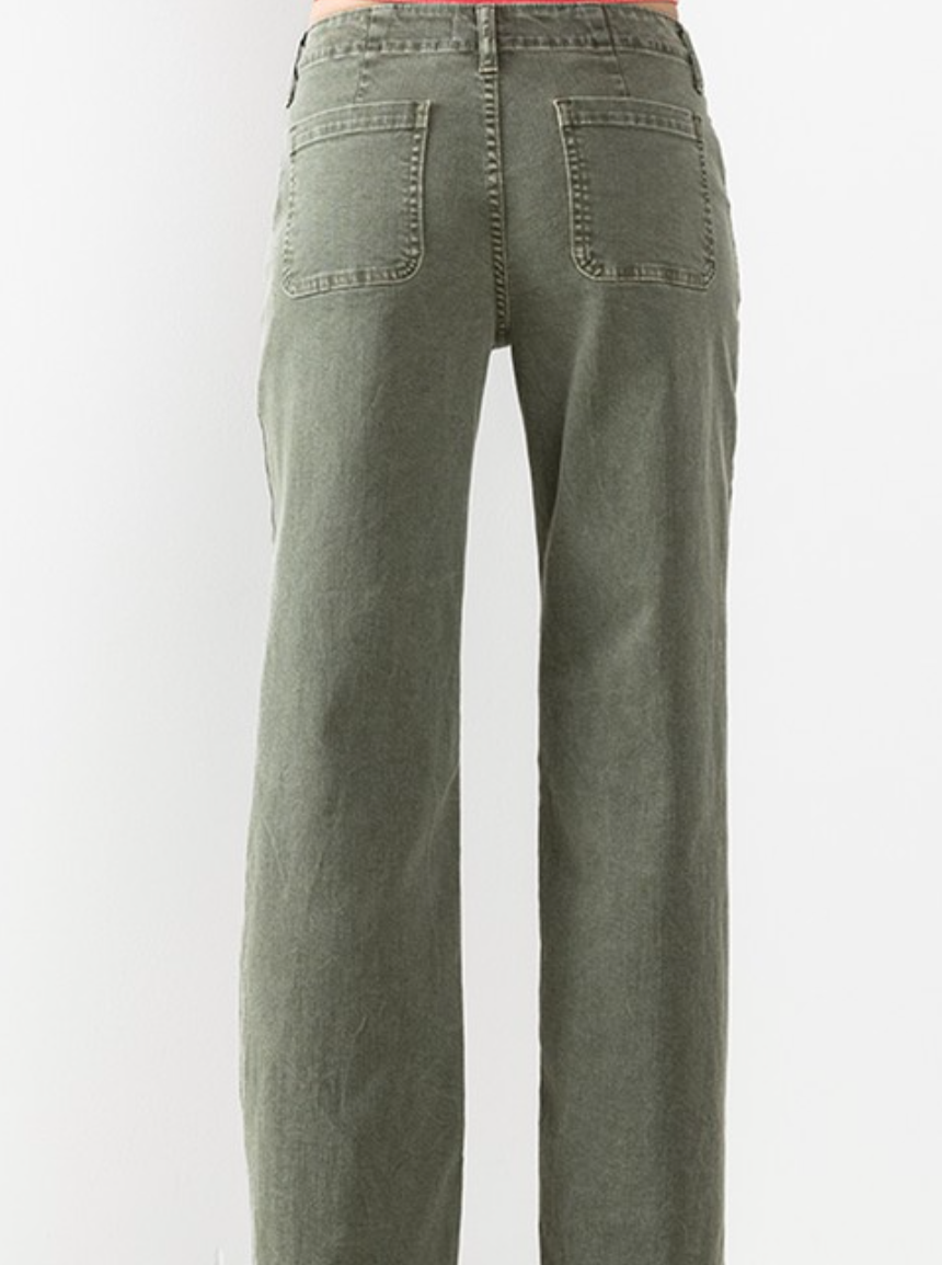 finley mid rise pants - moss