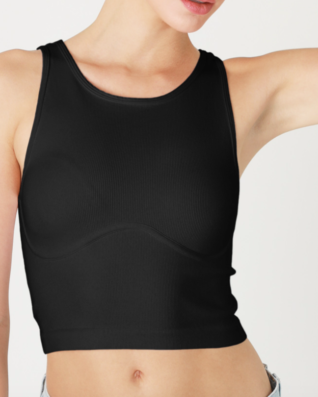 corset crop top - black