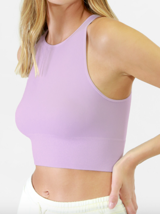 solid high neck crop top - orchid