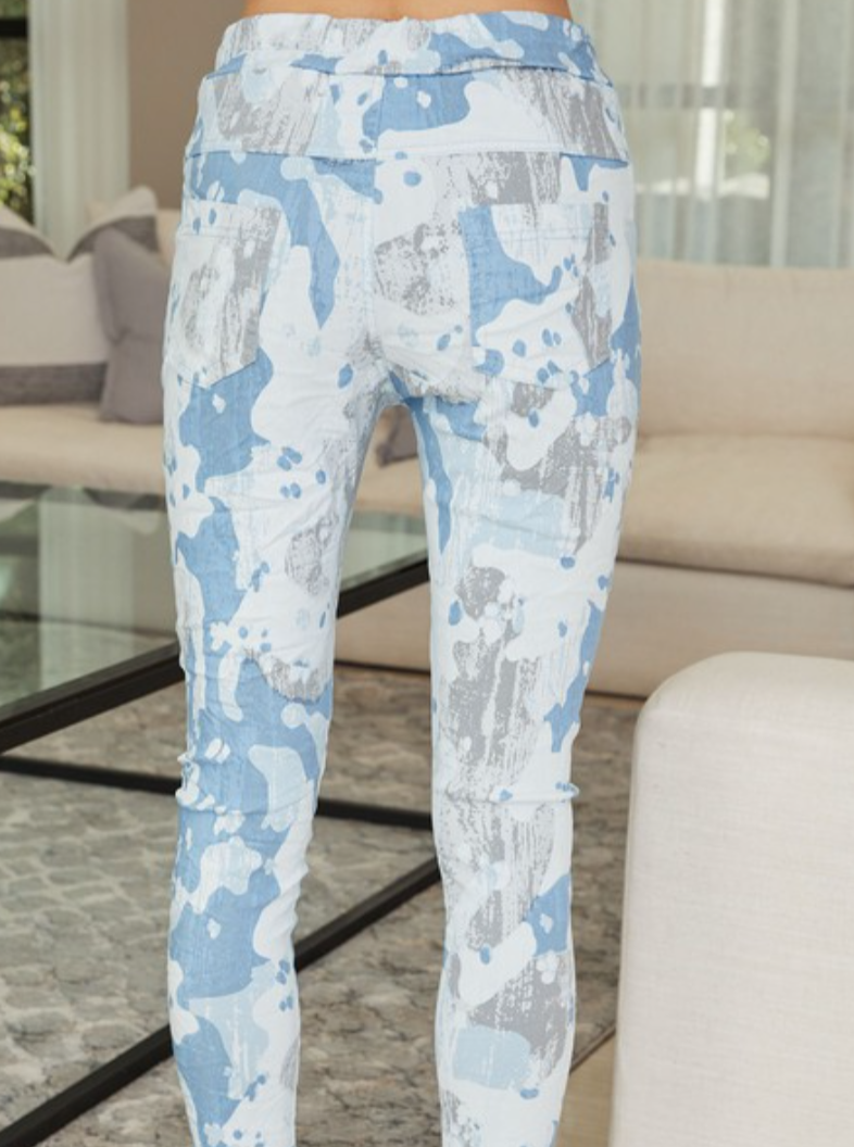 skies are blue distressed crinkle joggers