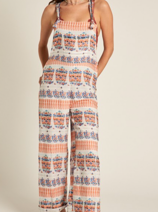 tiki embroidered overall