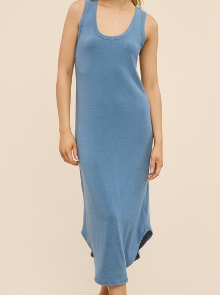 stella racerback crepe dress - indigo