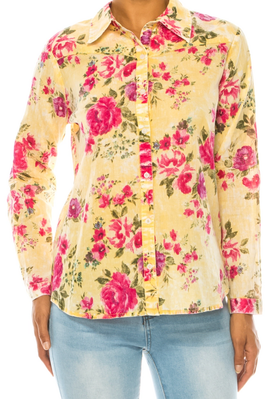 english garden floral blouse