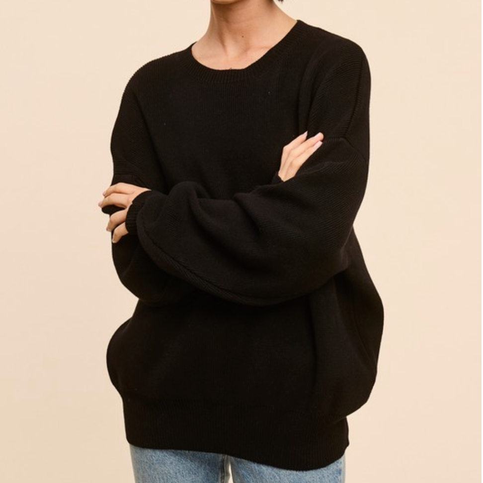 cassie cotton crewneck - black