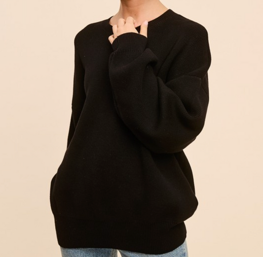 cassie cotton crewneck - black