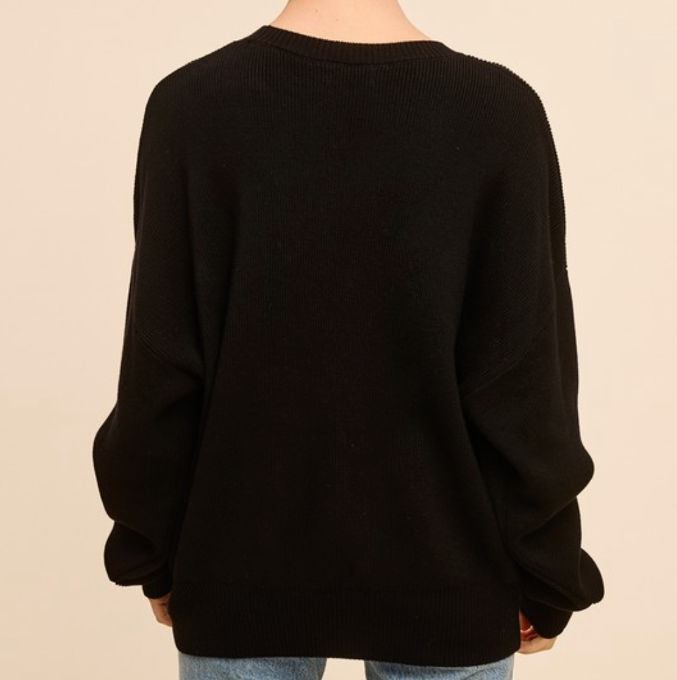 cassie cotton crewneck - black