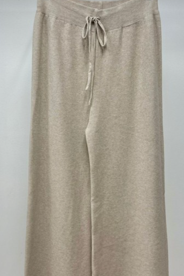 wide leg knit pant - beige