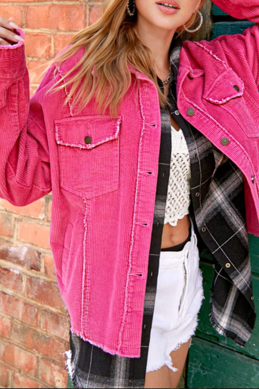 raven corduroy jacket -pink