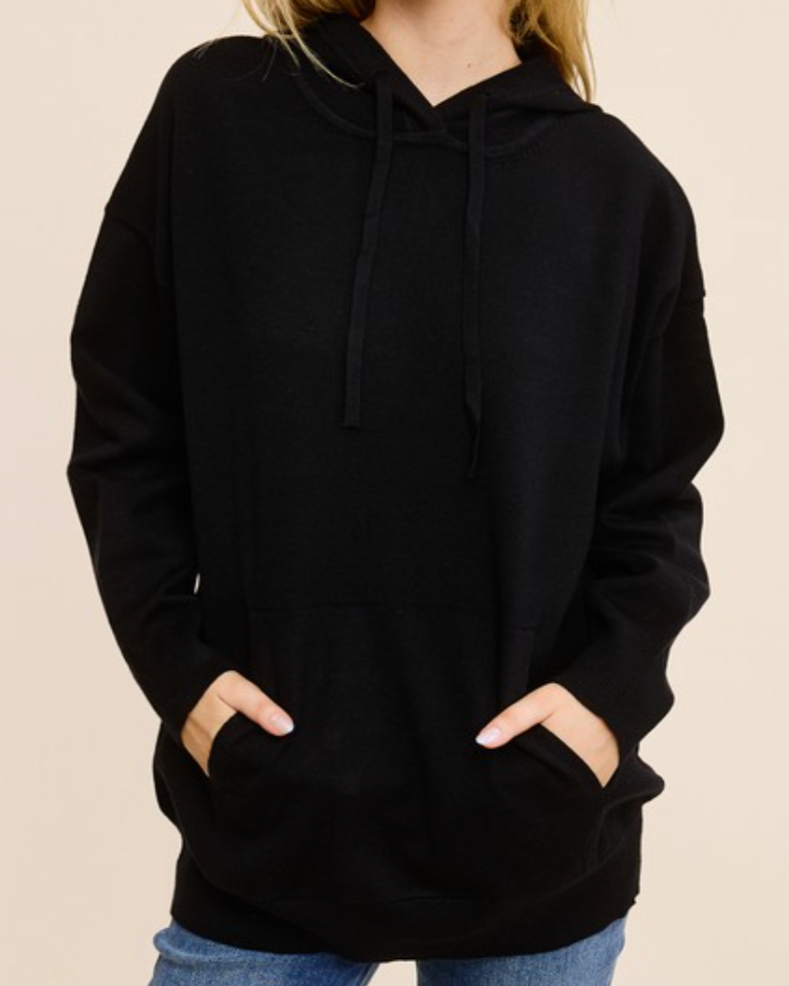 brynn hooded sweater -black