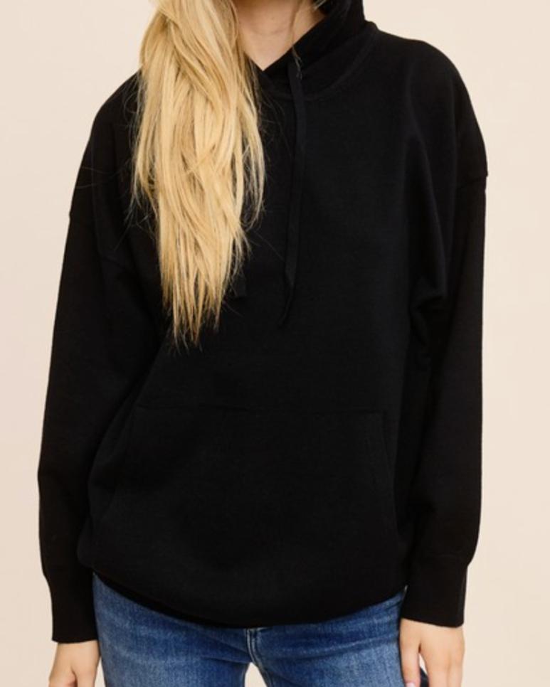 brynn hooded sweater -black