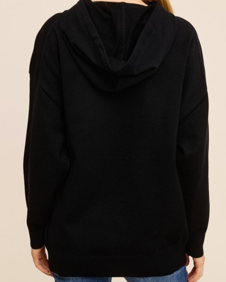 brynn hooded sweater -black