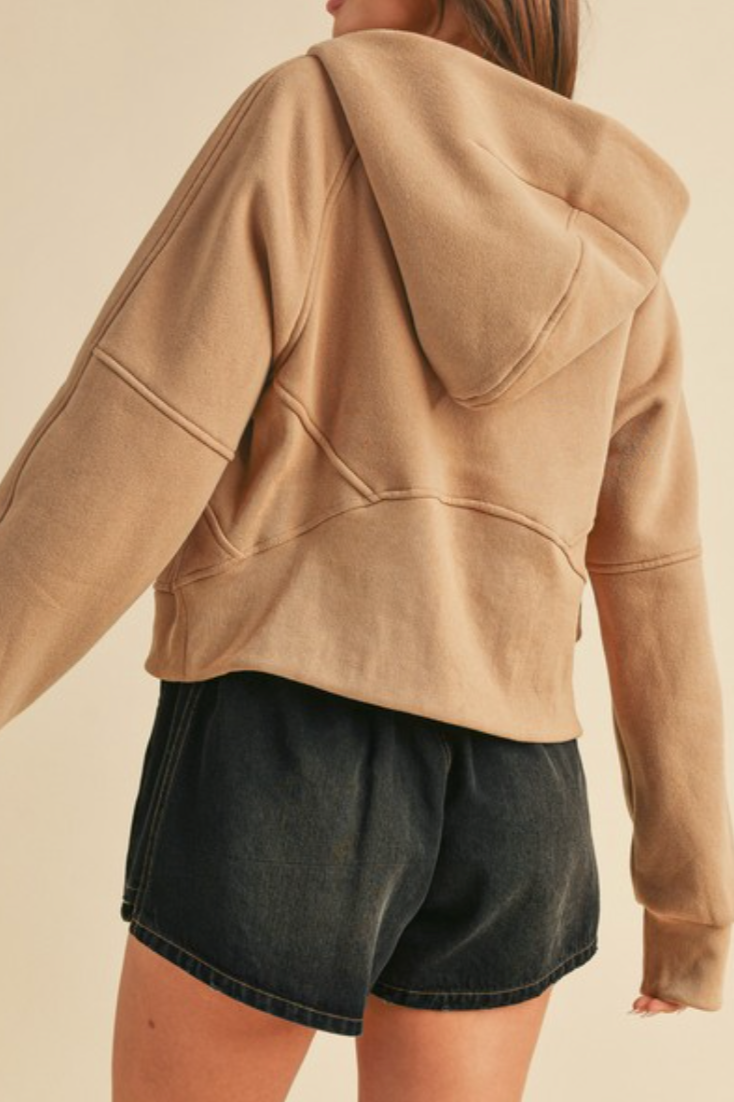 morgan half zip hoodie - latte