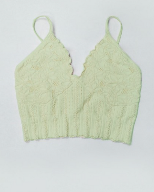 chantilly lace bralette - pistachio cream