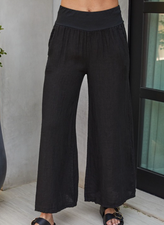 The Paloma Linen Trouser - black