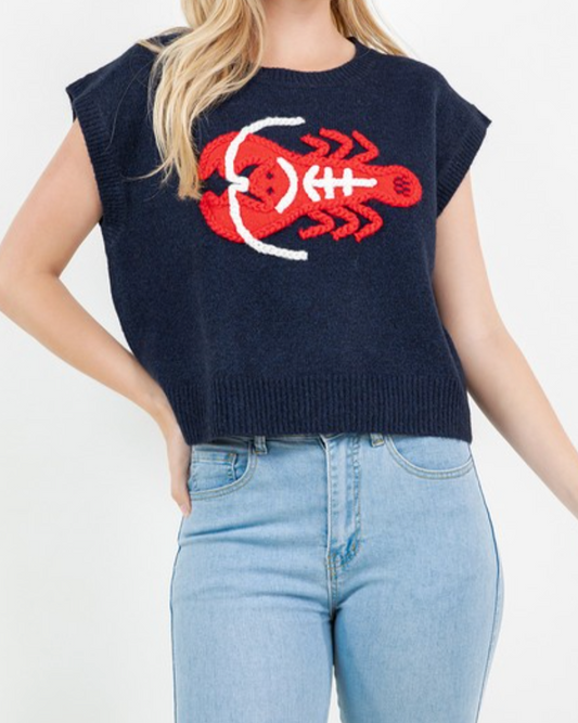 lobster sweater vest - navy