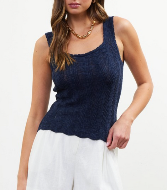 Seabreeze Knit Tank- navy