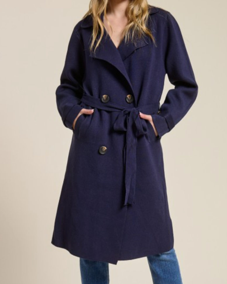 the harley hug double breasted sweater coat - navy