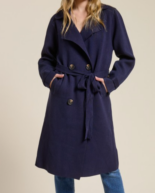 laurel double breasted sweater coat - navy