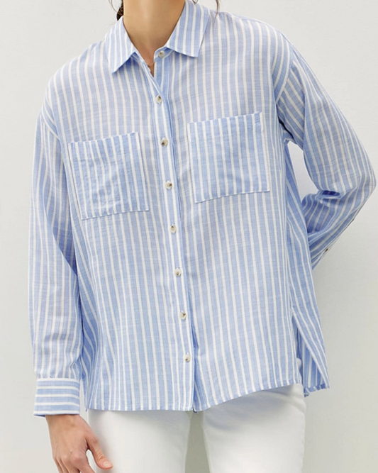 megan striped button down - chambray