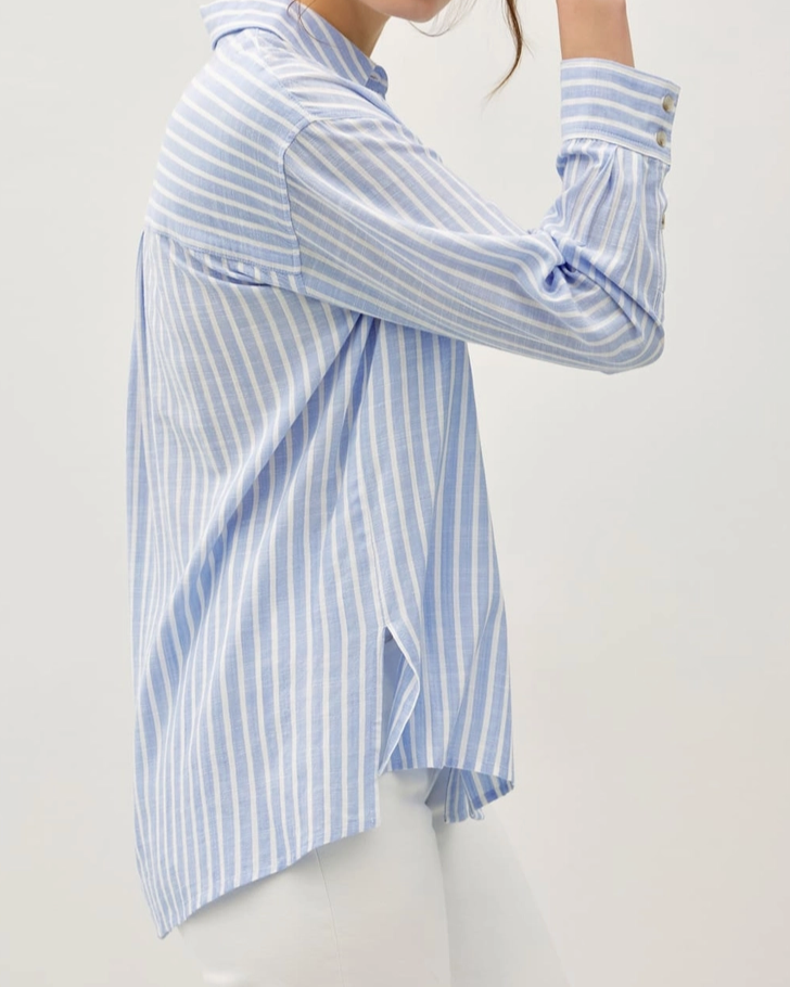 megan striped button down - chambray