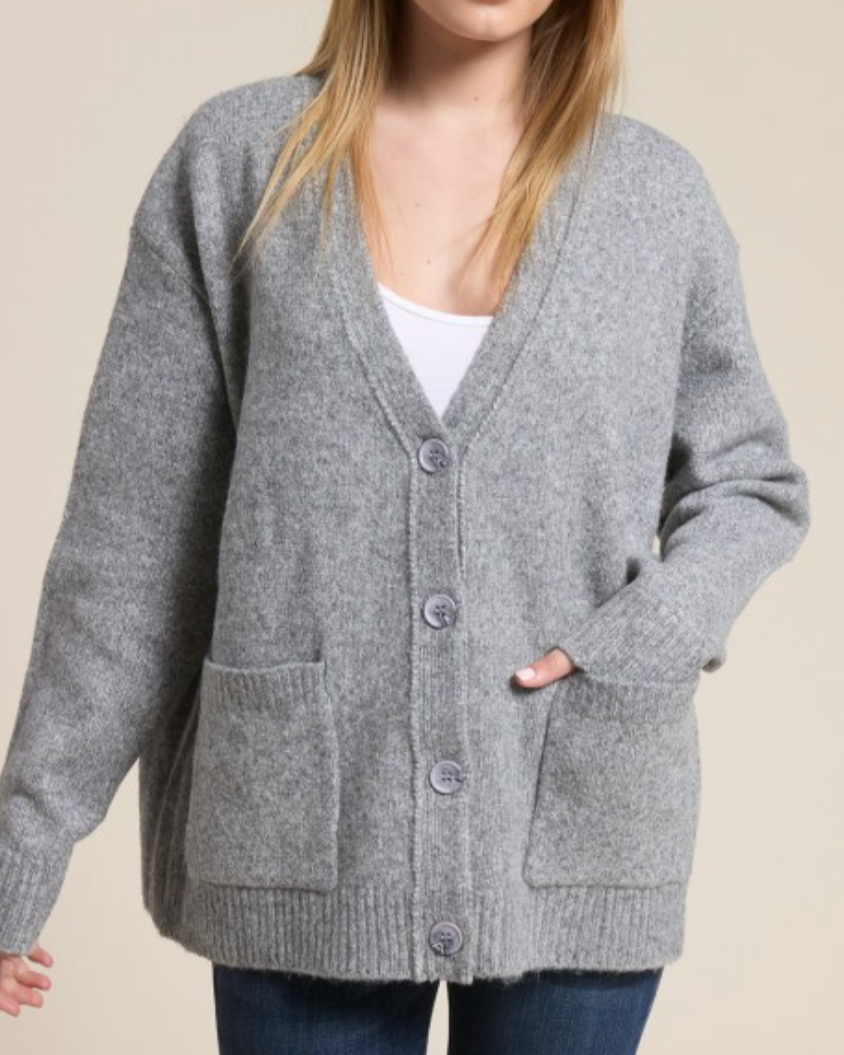 the hangout cardigan - charcoal grey