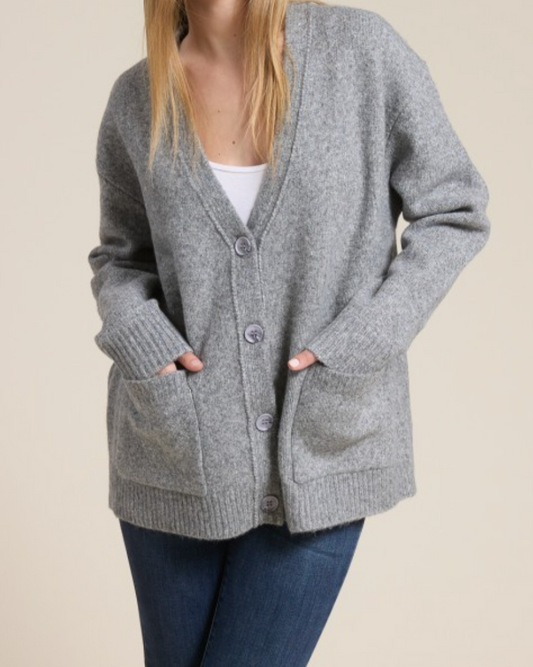the hangout cardigan - charcoal grey