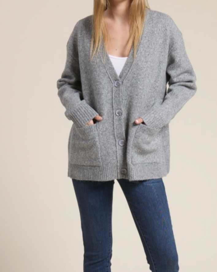 the hangout cardigan - charcoal grey