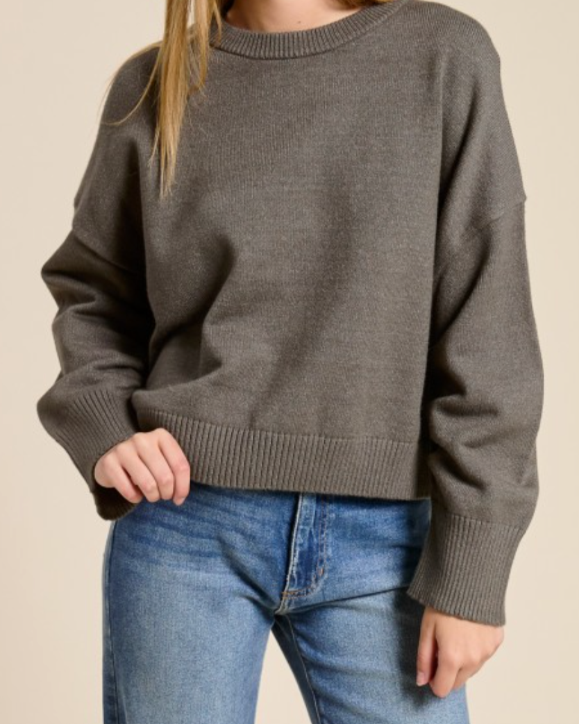 ellis crewneck cashmere blend sweater - loden