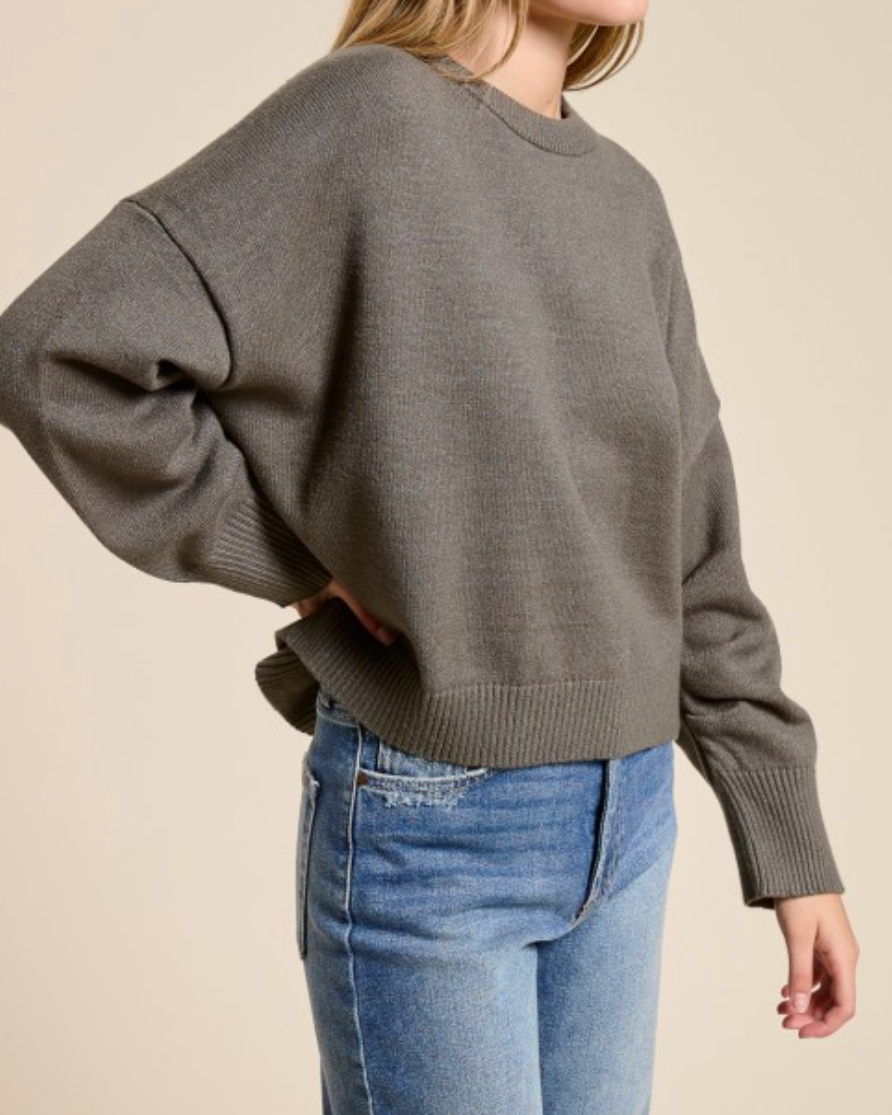 ellis crewneck cashmere blend sweater - loden