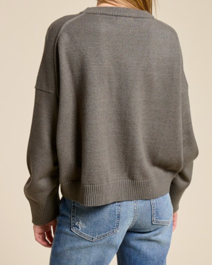 ellis crewneck cashmere blend sweater - loden
